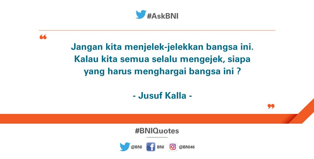 BNI's tweet photo. Sebagai anak bangsa, tunjukan semangat persatuan. Jangan biarkan dipecah belah dengan saling mencaci. #BNIQuotes https://t.co/RbTyHZG03U