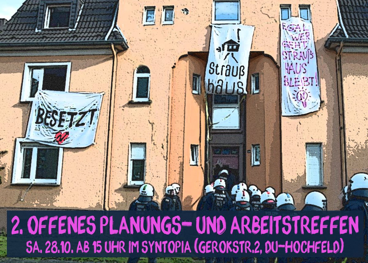 squatDU's tweet photo. #Duisburg, so leicht wirst du das #squatDU #Straußhaus nicht los! Das nächste offene Treffen findet kommenden Samstag 28.10. ab 15Uhr statt! https://t.co/hGZDniDVkD