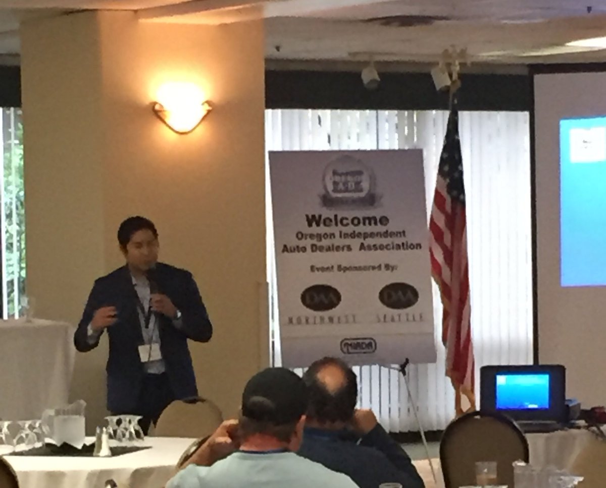 JAZELautomotive's tweet photo. Our teammate, Dennis, gave a rousing speech on #dealershipmarketing post hurricanes at #OIADA in Oregon. #autowebsites #automarketing https://t.co/hDGuqwc4Is