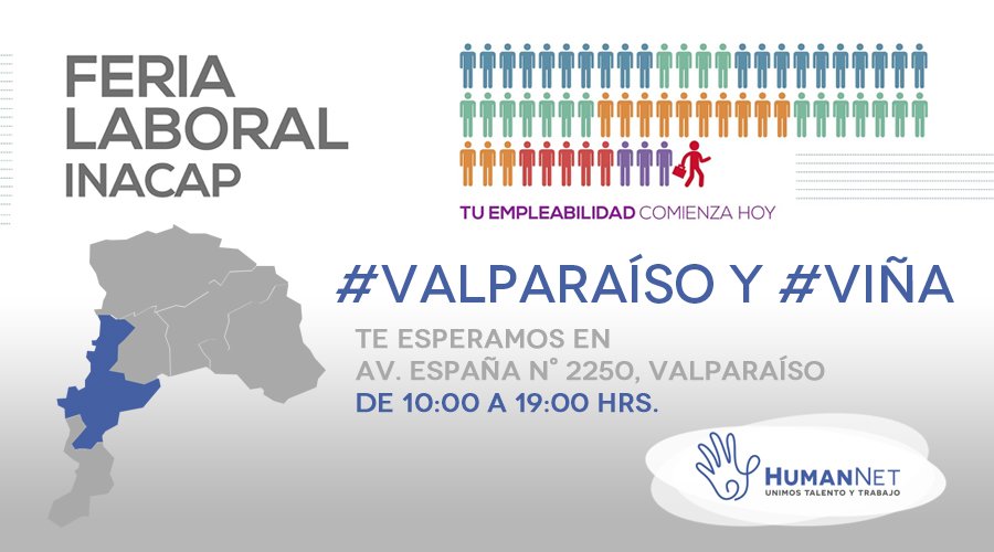 HumanNet_RRHH's tweet image. Atención gente de #VALPARAÍSO y #VIÑADELMAR Mañana 24 de octubre los esperamos en la #FERIALABORAL #INACAP de 10 a 19 hrs en Av. España N° 2250
No faltes!
#HumanNet #CV #Trabajo