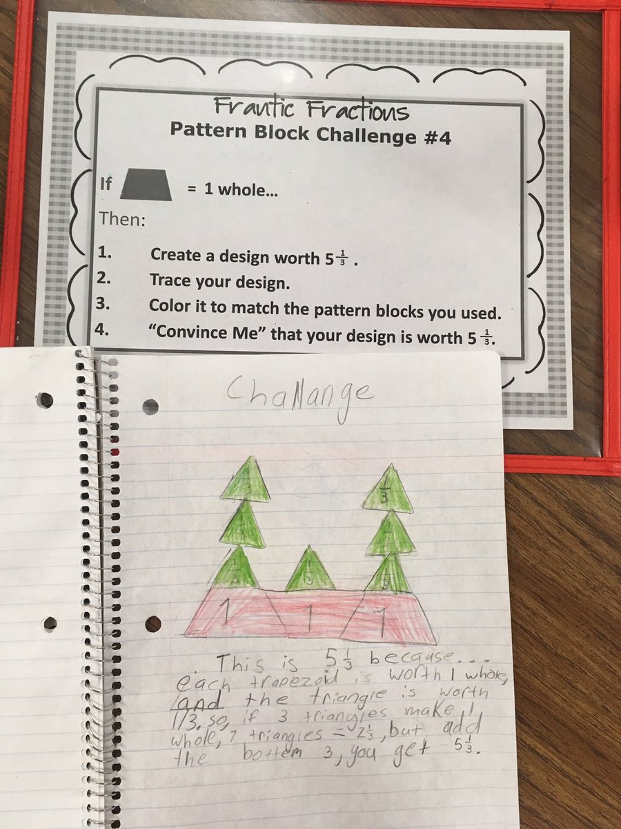lisaparks516's tweet photo. "Convince Me" with Pattern Blocks! 5th grade Frantic Fractions @FrankKISD https://t.co/3QTx9z3bBW
