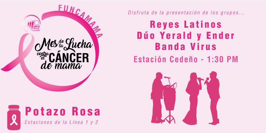 CAMETROVALENCIA's tweet photo. Este #24Oct colabora, y disfruta de presentaciones musicales en el #PotazoRosa que se llevará a cabo en las estaciones #SemanaRosa https://t.co/5aXneVAoyj
