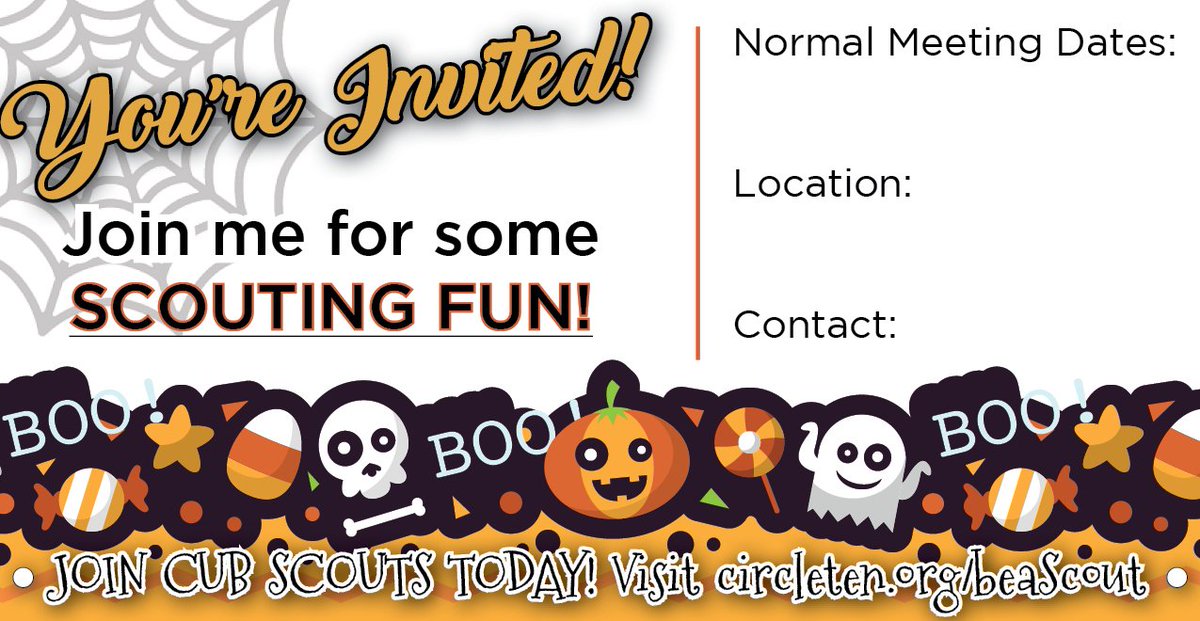 CircleTenBSA's tweet photo. TRICK or TREAT! Print off a few pages of this simple-to-fill-in "business card" to hand out.
https://t.co/9skeQjqqIc https://t.co/OxdKRwklOK