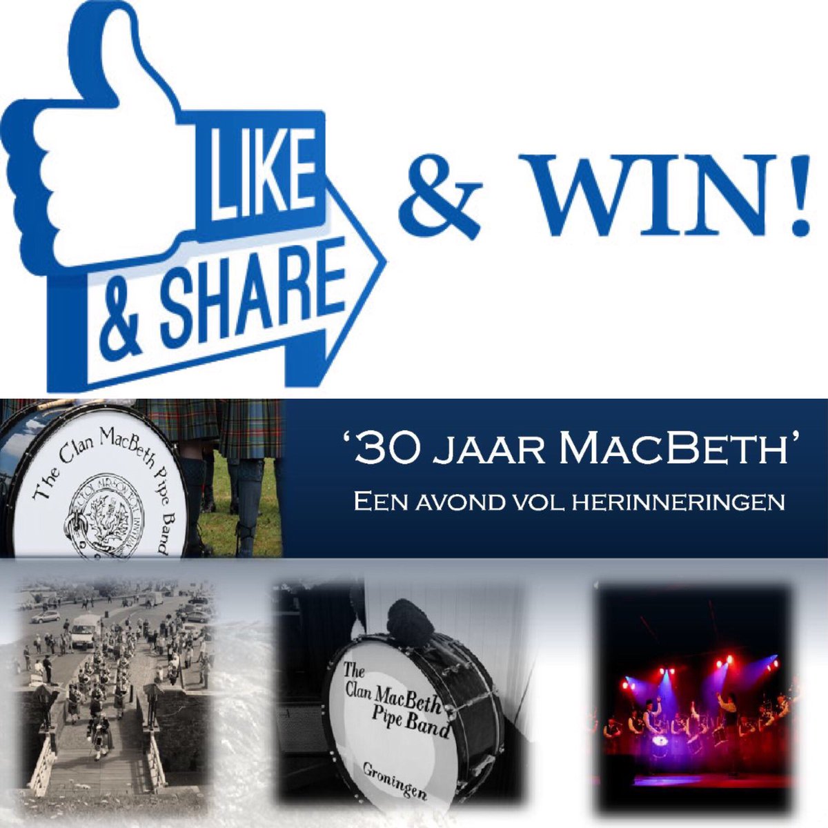 ClanMacBeth's tweet photo. Kijk op onze Facebookpagina voor een like &amp; winactie. Tickets: https://t.co/mHgG3kTFkt #like #deel #win #schotseavond #clanmacbeth https://t.co/PGtldp9gV4