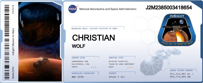 itsmechriswolf's tweet photo. Ich fliege bald zum Mars. #Nasa #Insight #InsightPass https://t.co/xAcYY8rn5B