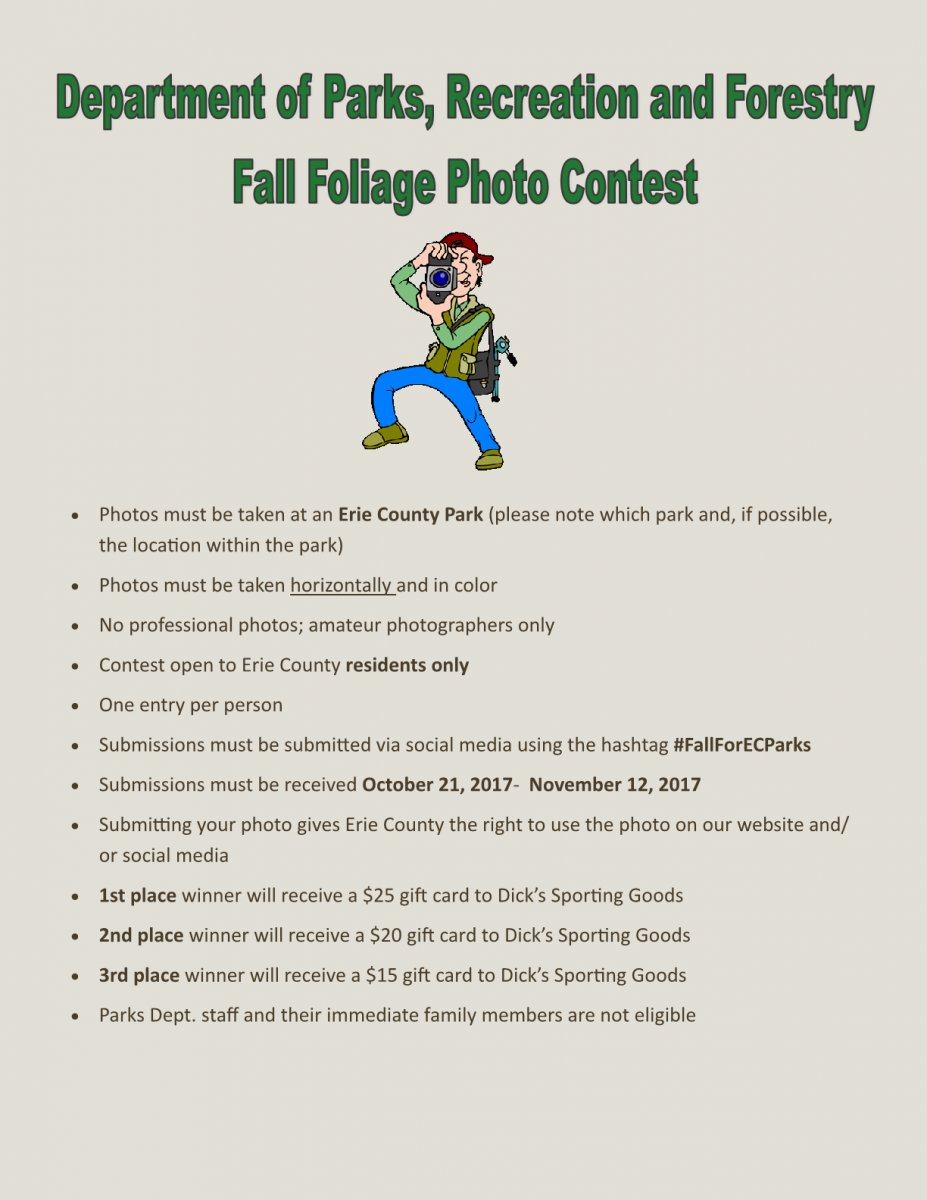 markpoloncarz's tweet photo. Our @ErieCountyParks Fall Foliage Contest is back! Take a horizontal photo in our county parks now until November 12 and you can win. Submit by social media using hashtag #FallforECParks https://t.co/6gAz86o9YS