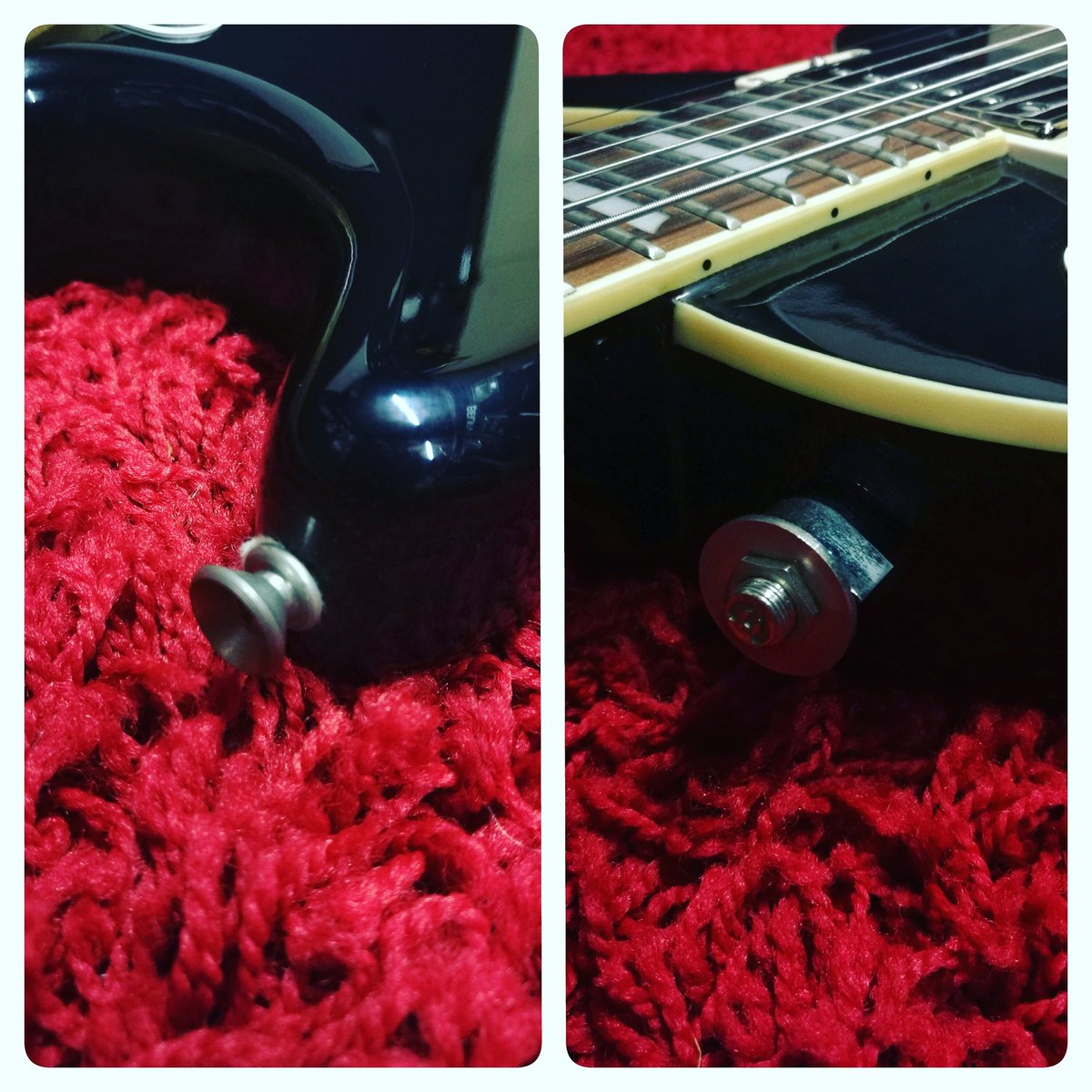 Scarebear's tweet photo. Which #guitar option is the best? Reply with your hashtag preference.
#standardstrap or #lockingstrap ? https://t.co/FLEIMYur4R