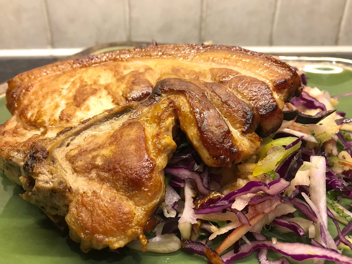 Another amazing cut of meat from the lads <a href="/Rogersandson/">Rogers and Son</a> @nothingbutbbq on the menu in #moorfitkitchen tonight - Pork Chop on a red cabbage, fennel and apple slaw. #weeknight #dinner #porkchops #coleslaw #tasty #apple #pork #rogersbutchers #wales #meat #clean #healthy #food