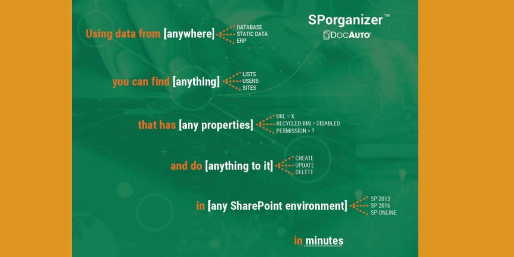 DocAuto_Vanessa's tweet photo. What if you could manage your #SharePoint environment like this? Register for a #SPorganizer demo to learn more: https://t.co/xERqXhi7ui https://t.co/79ZbXL4gko