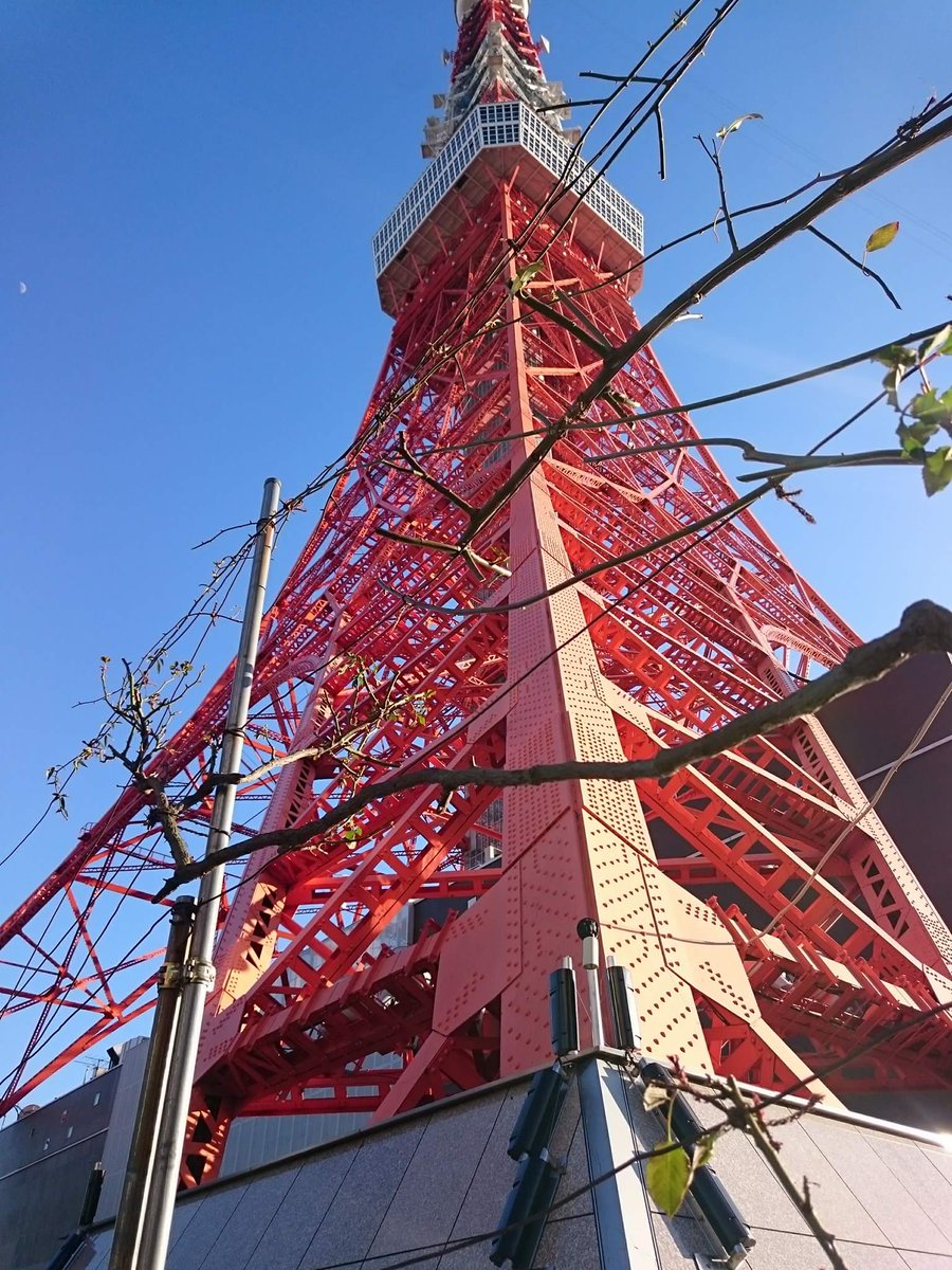 CielElric's tweet photo. The Moon and The Tower.

#nofilter #TokyoTower #ShibaKoen #Minato #Tokyo #Japan #throwback #Sony #Z3 https://t.co/6PLuC8pNiV