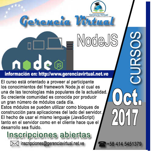 ger_virtual's tweet photo. Aprende #NodeJS,Entorno multiplataforma de código abierto de capa servidor #V8 #CursoOnLine https://t.co/LSKGKvxRyC https://t.co/Ca1QUKm1Zu