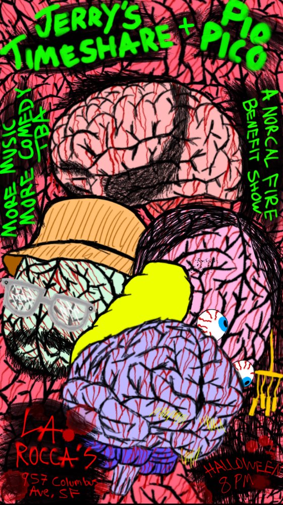 We're throwing a benefit at La Roccas on Halloween for victims of the fires up north. Come fight fire with alcohol