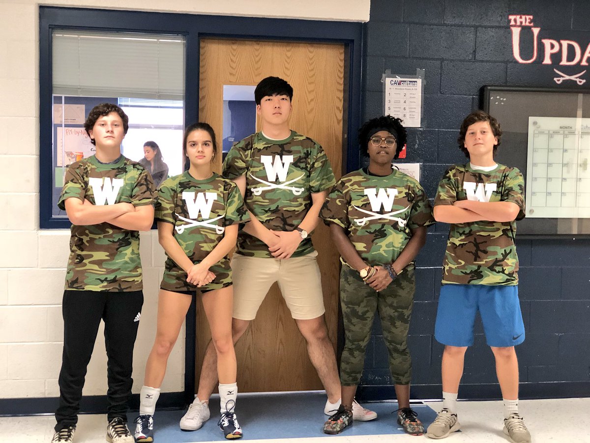 WTWCavalry's tweet photo. Buy these tuff shirts for just $10 in between the cafeterias this Wednesday and Thursday! Next Friday’s Home Football Game = Camo Out 🐉 https://t.co/oEwWKrSV8y
