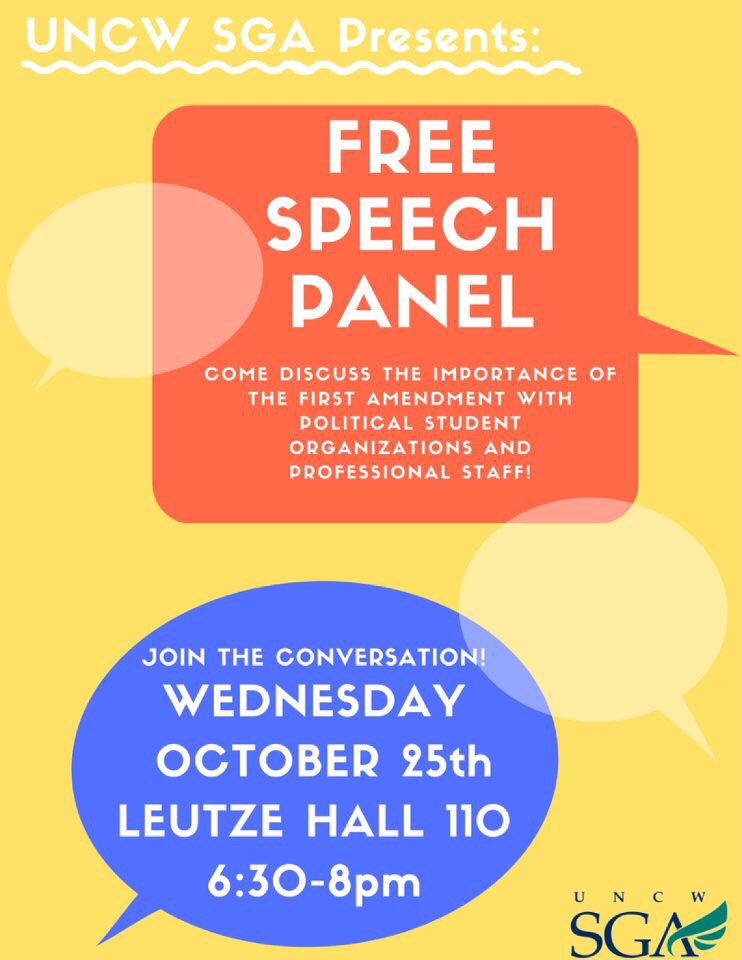uncwsga's tweet photo. Join SGA and other student organizations as we discuss free speech! https://t.co/rLyLGamZEs