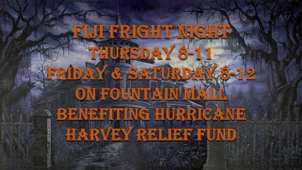 cjc197's tweet photo. Be sure to come out to Fright Night and support the Relief Fund for Hurricane Harvey! https://t.co/C7ja2Mp9rF