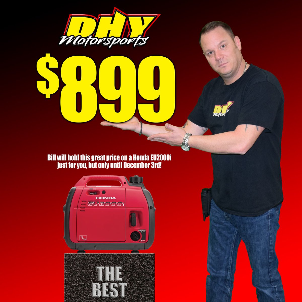 DHYNJ's tweet photo. #FunckmasterFlash is going to save you money on a #Honda #EU2000i #generator at #DHYMotorsports! But he can't hold this price forever. https://t.co/Hqle2Vt6ew
