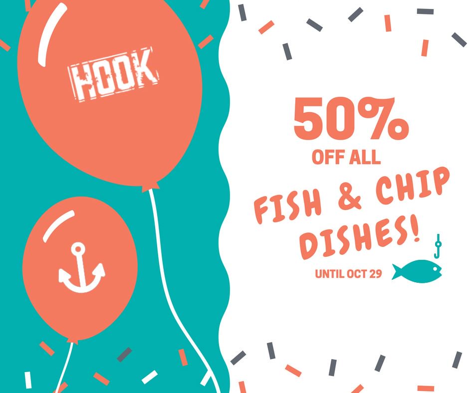For the rest of this week enjoy 50% OFF all fish &amp; chip dishes before we close our doors on October 29th for refurbishment 💥
