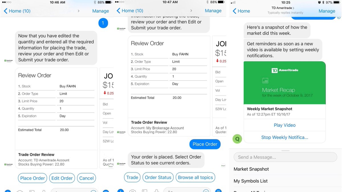 9to5mac's tweet photo. You can now manage TD Ameritrade portfolios & trade within Facebook Messenger https://t.co/15dEhuJIcs https://t.co/36KZr2E8ty