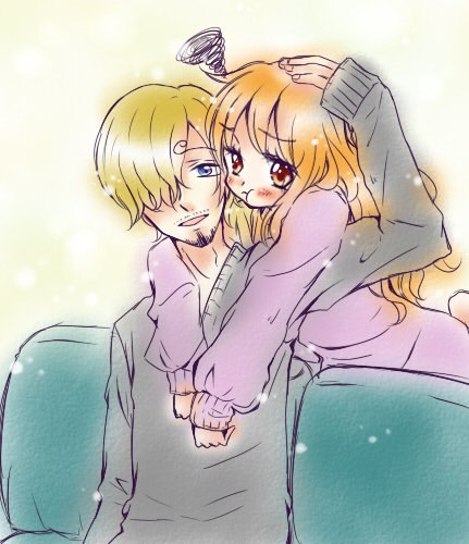 ナミさん「眠れないときはサンナミちゃん。わがままナミさん。ぶー。 #サンナミ」|里日菜こふゆのイラスト