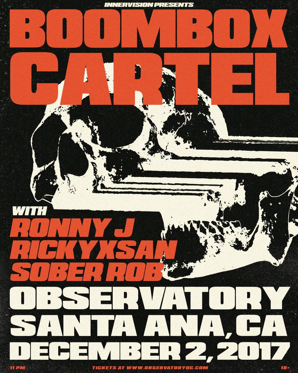 BoomboxCartel's tweet photo. OBSERVATORY, OC. DECEMBER 2. BRINGING SOME FRIENDS. TICKETS GO ON SALE TOMORROW AT 1:00 PM. https://t.co/OmHhYXxy3A