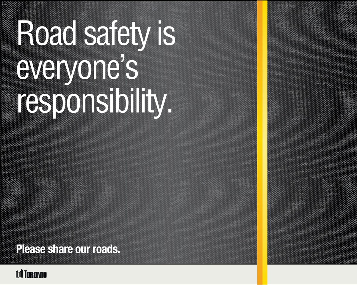 Fall &amp; winter = less sunlight. Please exercise caution on our roads &amp; look out for pedestrians &amp; cyclists. #VisionZeroTO