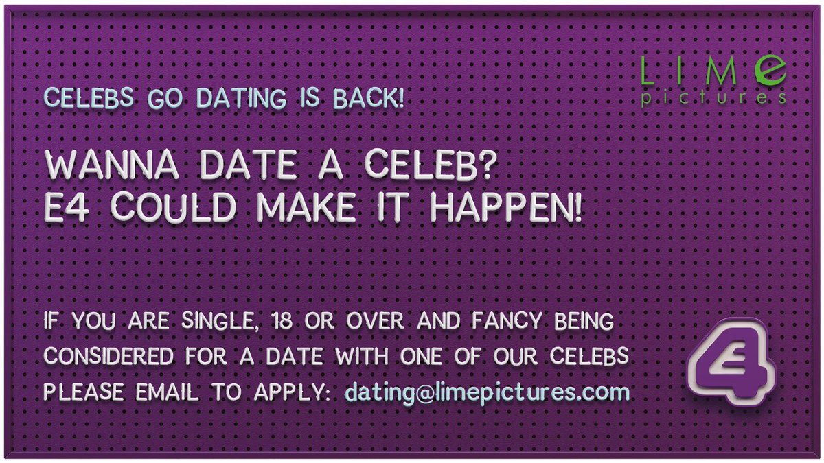 OfficialCastMe's tweet photo. Would you want to date a celeb? YOU could be on the next series of #CelebsGoDating   

Email: dating@limepictures.com https://t.co/ruwd9duZJt