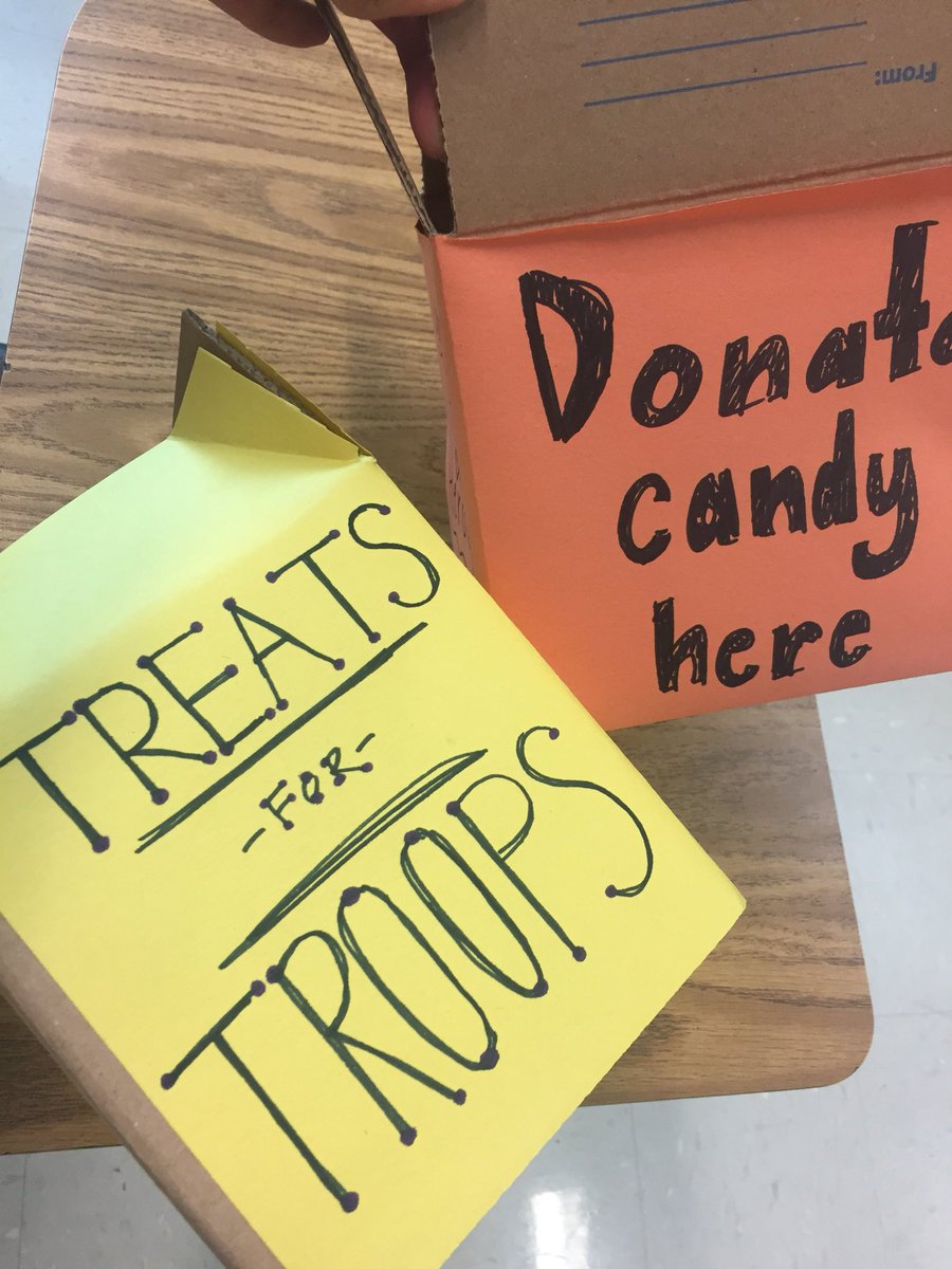 battlefieldARK's tweet photo. The ARK Treats for Troops drive has begun! From Oct. 23 to Nov. 3, be sure to look out for the candy donation boxes in your math classrooms🍬 https://t.co/0hYtbOyNDA