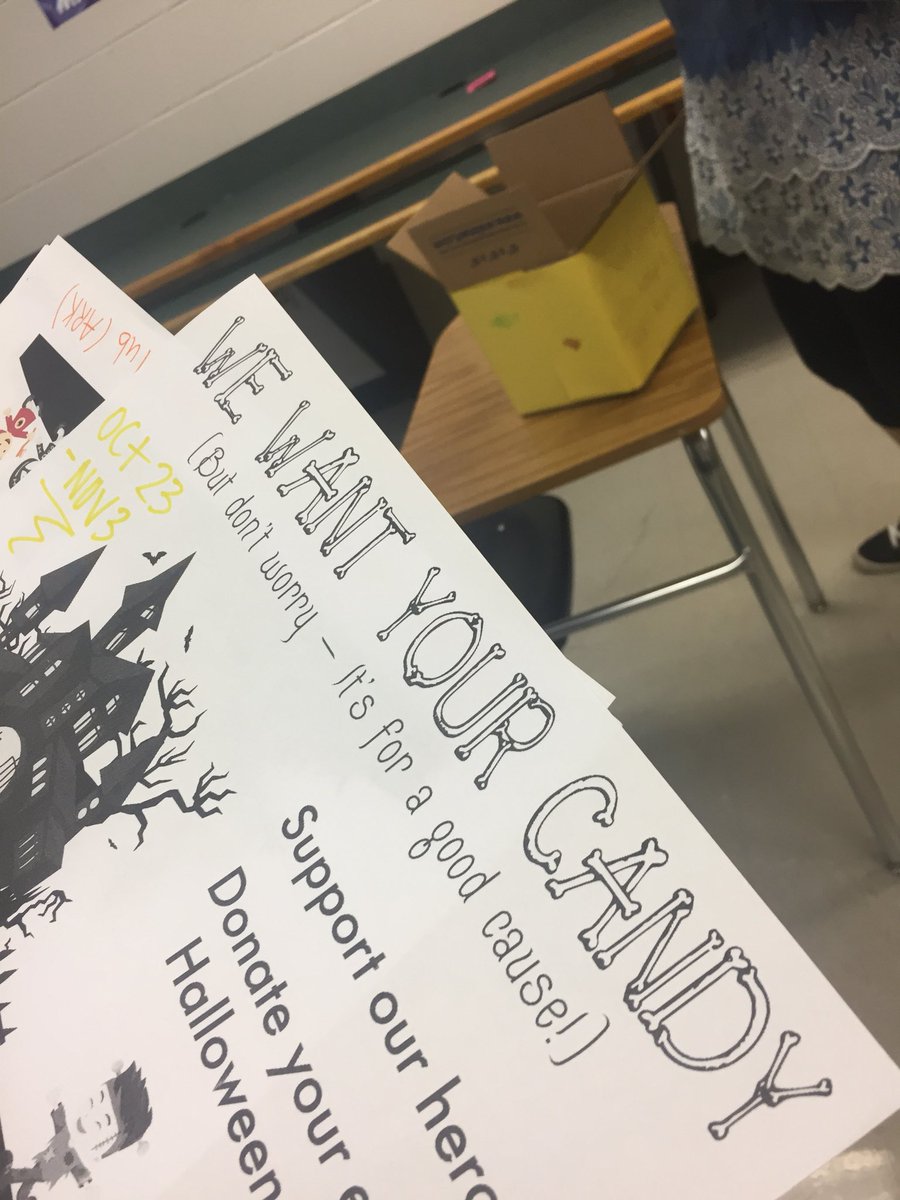 battlefieldARK's tweet photo. The ARK Treats for Troops drive has begun! From Oct. 23 to Nov. 3, be sure to look out for the candy donation boxes in your math classrooms🍬 https://t.co/0hYtbOyNDA
