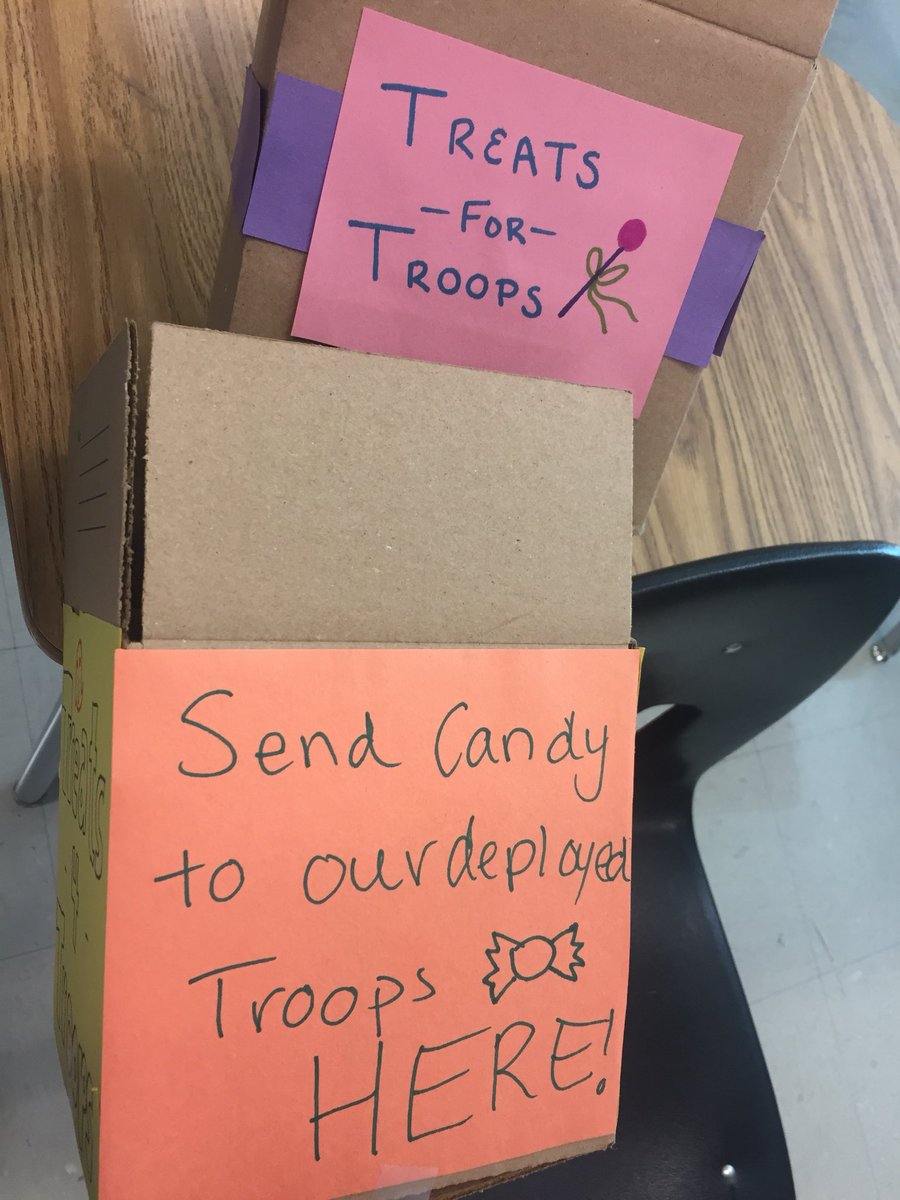 battlefieldARK's tweet photo. The ARK Treats for Troops drive has begun! From Oct. 23 to Nov. 3, be sure to look out for the candy donation boxes in your math classrooms🍬 https://t.co/0hYtbOyNDA