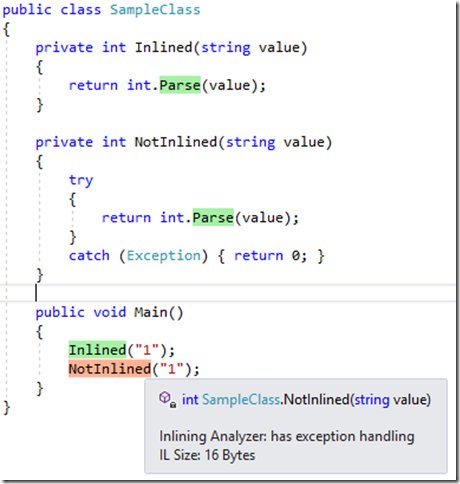 VisualStudio's tweet image. Want to know if a method will be inlined by the #JITCompiler? ...@Coding4Fun highlights a new Inlining Analyzer: msft.social/wdPzae