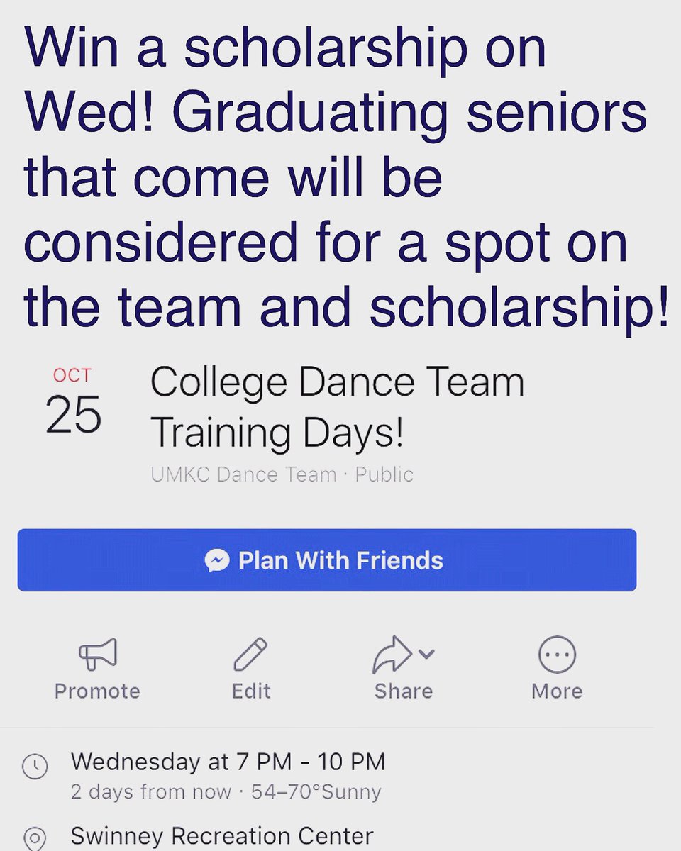 umkc_dance's tweet photo. Graduating seniors can win a scholarship at our event on Wed! https://t.co/VmYE6cHPi5
