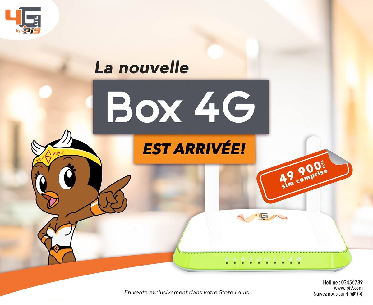 iPi9Net's tweet photo. DU NOUVEAU!! 👍💪🌐⚡🇬🇦
Votre nouvelle Box 4G iPi9 est arrivée. Disponible exclusivement dans notre store de Louis.
#BoxCom #4G #LTE #internet #numerique #gabon #libreville #gabao #newG #iPi9 #teamipi9 #teamgigi #nouvellebox #box4g #modem #modem4g #web https://t.co/RbIKLC8Dyv