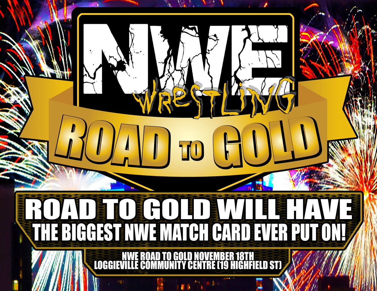 NWE will present it's biggest card ever put on at Road To Gold on Nov 18th at the Loggieville Community Centre in Miramichi! #NWEMiramichi