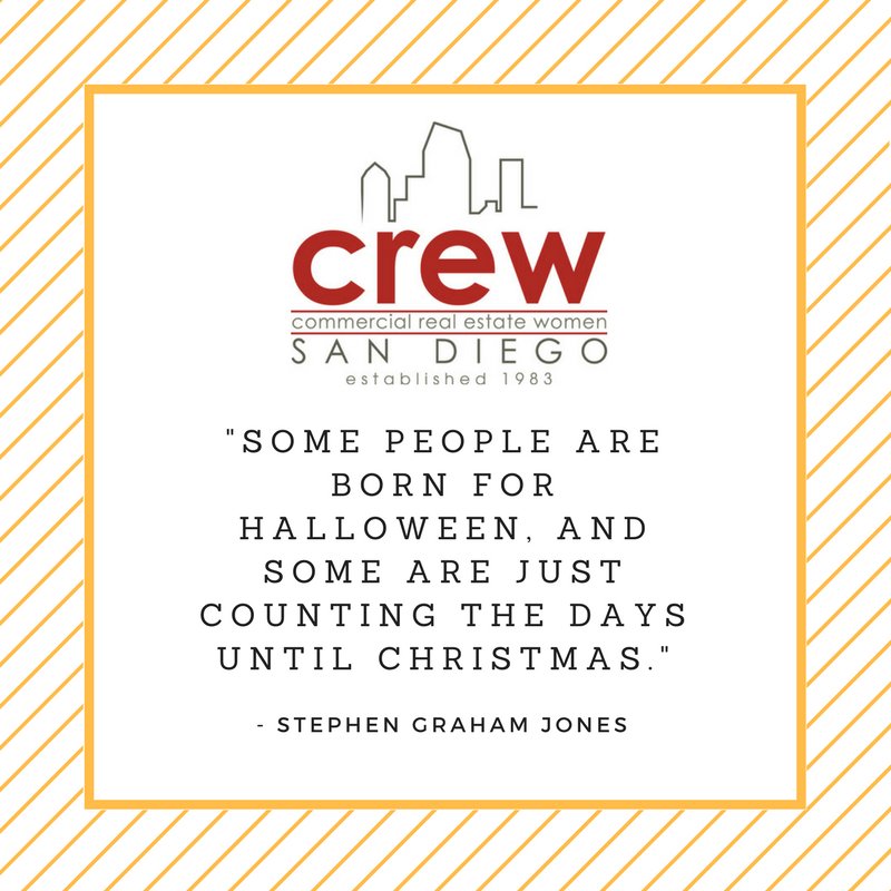 CREW_SD's tweet photo. Happy Monday, CREW San Diego! Which are you more excited for, Halloween or Christmas? #CREWSD #CREWimpact #HolidaysAreHere https://t.co/cfxnEfLZco