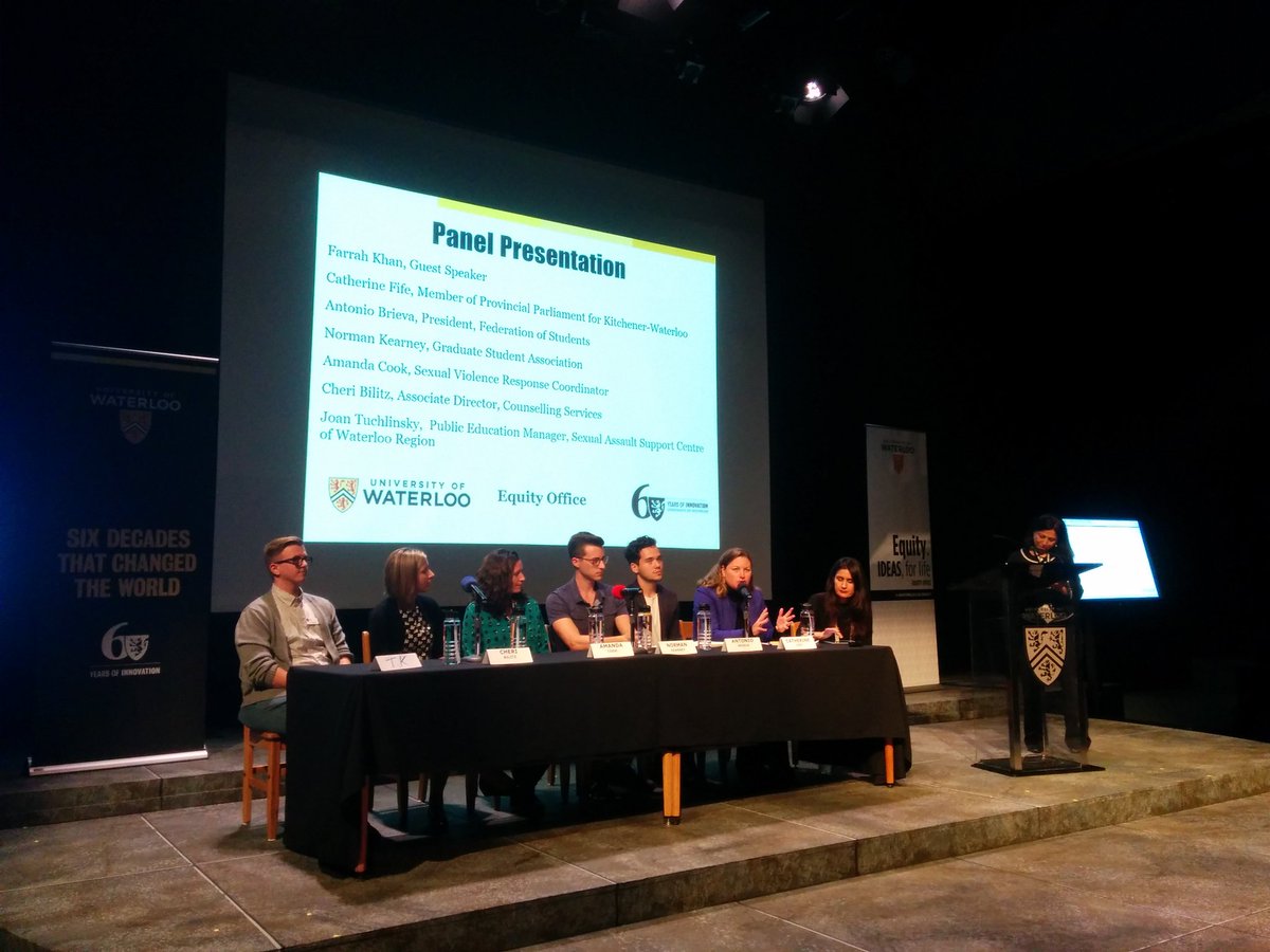 ryanchenwing's tweet photo. The @EquityUWaterloo panel about sexual violence and consent culture is starting after @Farrah_Khan's presentation. #AskatUW #UWaterloo #UWaterkooLife https://t.co/0FaauORyZ7
