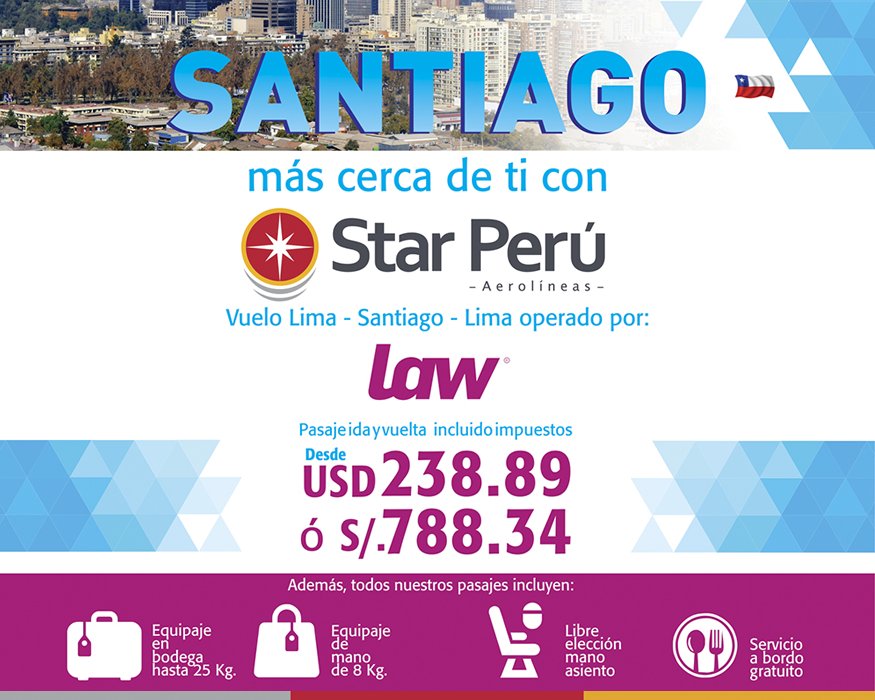 starperu_'s tweet photo. Conoce Santiago de Chile con esta gran tarifa promocional. Aprovecha comprar ahora en las oficinas de Star Perú o en https://t.co/klV7gW7seC https://t.co/glrIBnU8Bl