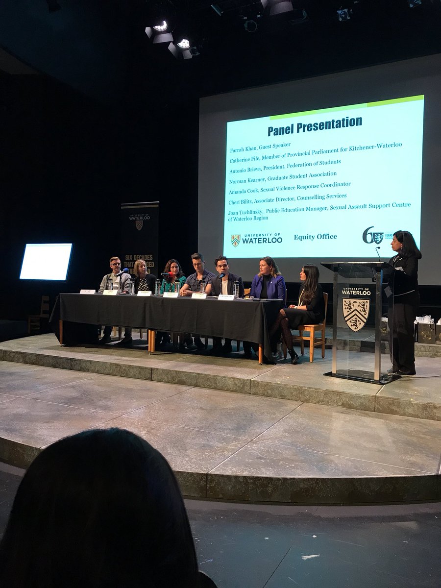 JodiSz's tweet photo. #AskAtUW panel @farrah_khan , @UWaterloo GSA, Feds, @CFifeKW & others. What can we do on campus to stop gender violence? https://t.co/KmV5DHjCiA