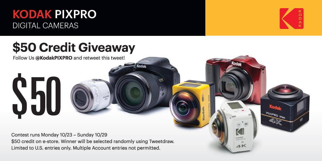 KODAKPIXPRO's tweet photo. We're giving away $50 e-store credit to a lucky winner! Simply follow our page and #retweet for a chance to win! https://t.co/QGZG0oPzUH https://t.co/Of53zGF1MP