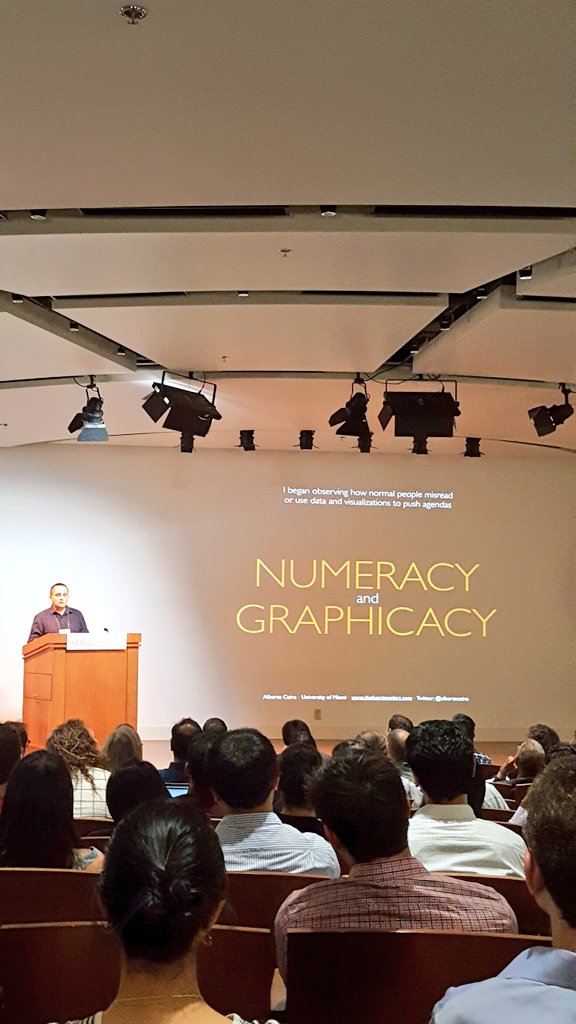 BerkeleyISchool's tweet photo. And the most provocative title award goes to (drumroll) @albertocairo with #visualTrumpery! On how ppl misread or use data and visualizations to push agendas   #DataDialogs https://t.co/nlFDRS4PPy