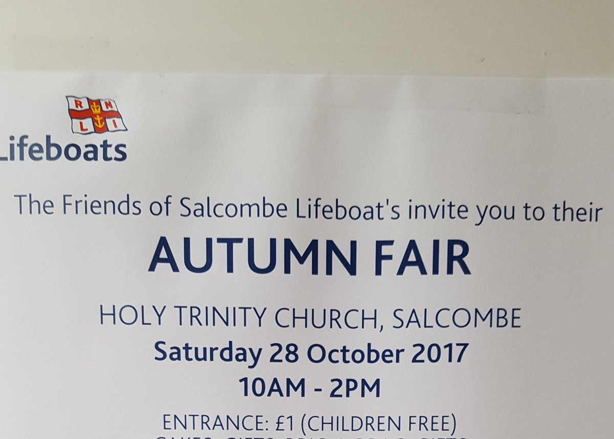 RNLISalcombe's tweet photo. The Friends of Salcombe Lifeboats Autumn Fair and NEW THIS YEAR - a range of stalls exhibiting locally made crafts. https://t.co/xHQzkJtPhP