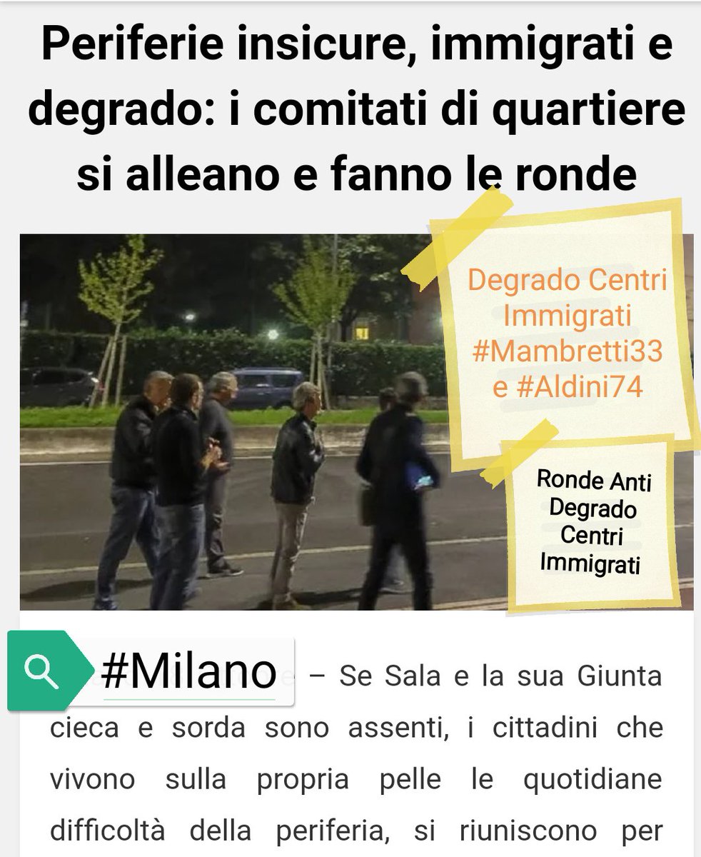 studiograficoMi's tweet photo. I cittadini hanno paura di uscire da soli di casa.... Nascono le ronde anti-Degrado #immigrati Tra #MilanoCertosa e #Musocco
#BastaPd https://t.co/m3qxkQU9BI
