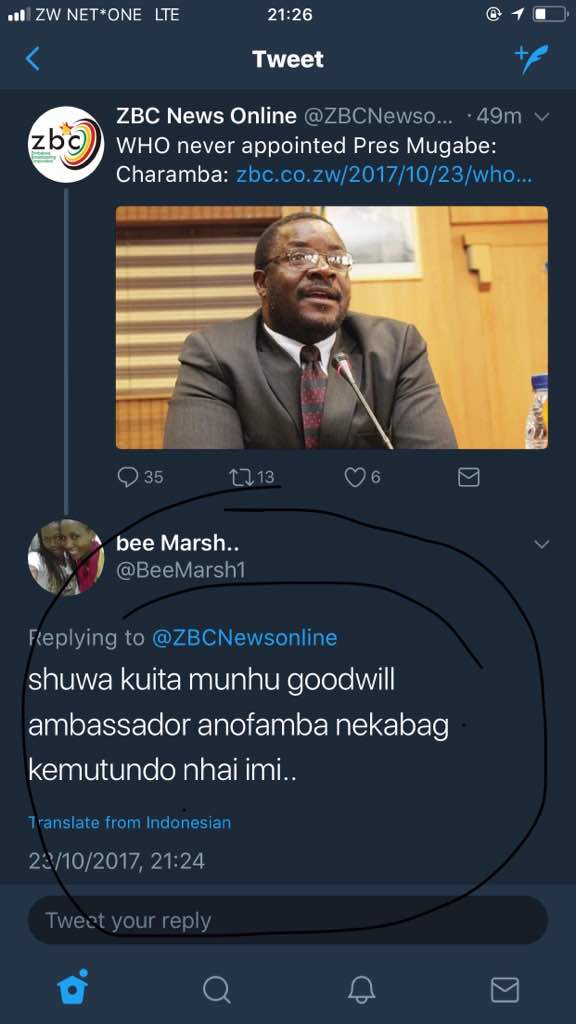 hardie1982's tweet photo. #GoodwillForWHO. The guy can be reshuffled even on presidency. @kubatana @WHO @Wamagaisa @BitiTendai @lilomatic https://t.co/veegGhkQpr