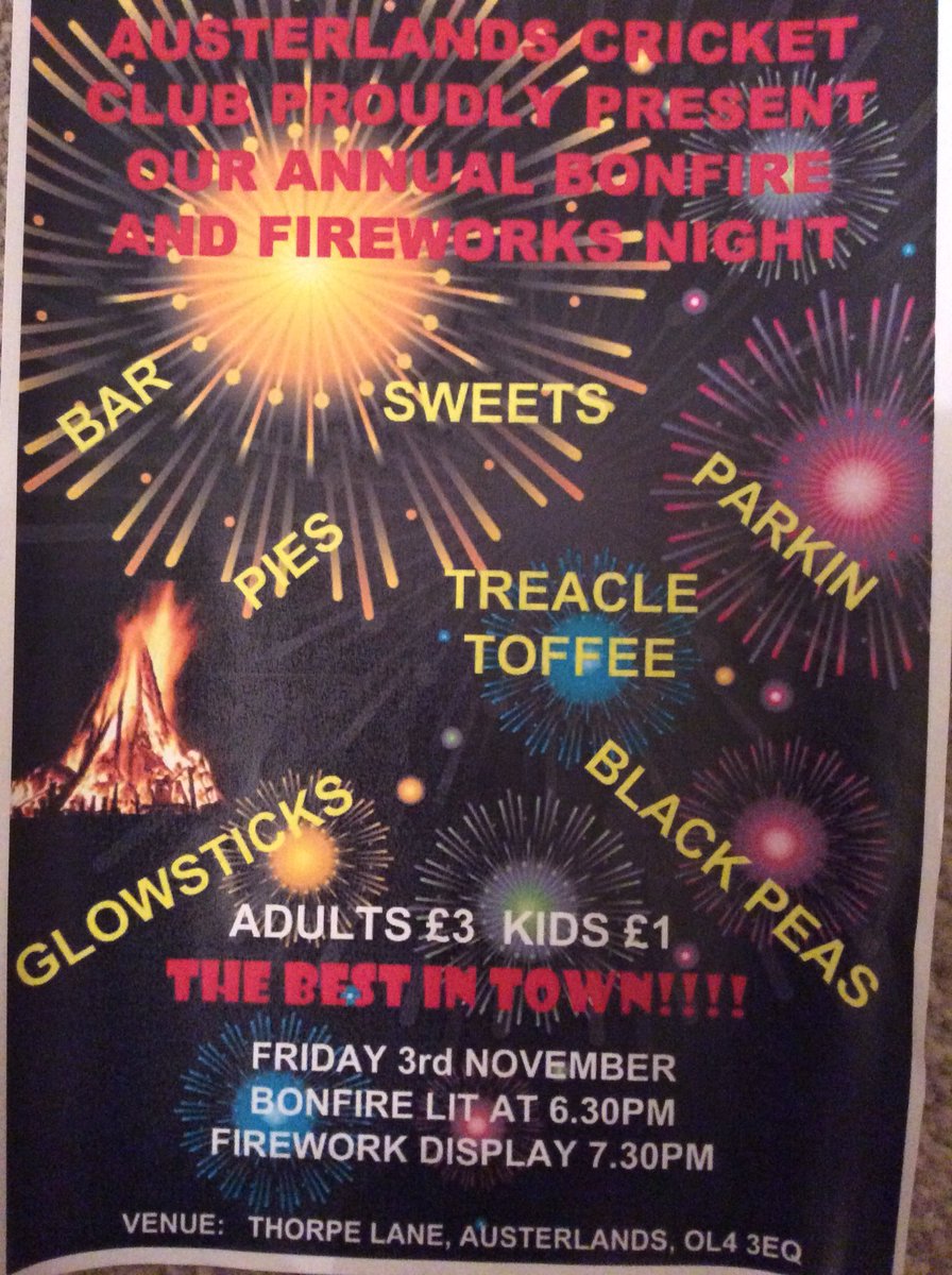 It’s that time of the year again, please come and support your local club. #Bonfire #fireworks #parkin #pies