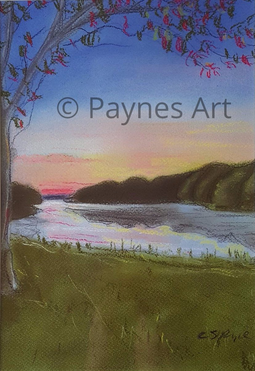 Paynes_Art's tweet photo. Cosheston Sunset pastel painting #Pembrokeshire #Art #Wales 20% OFF ALL PRINTS USE CODE OCT20 https://t.co/NbgJbSdQlN