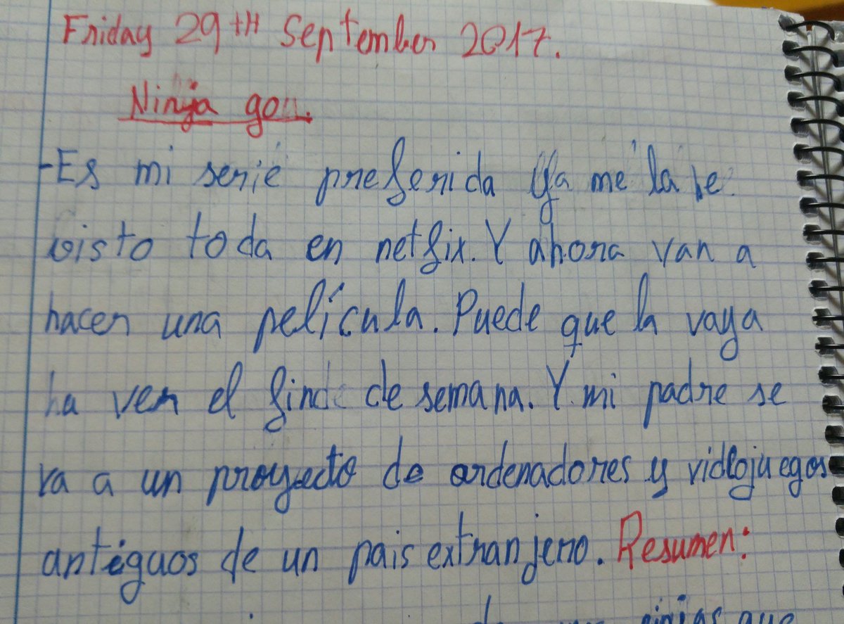 manuelsagra's tweet photo. El fin de semana que fui a @RetroZaragoza mi hijo tenía que escribir una redacción. El resultado fue esto #Extranjero #AyQueMeDa #Ninjago 😂 https://t.co/lOuwkBKl9r
