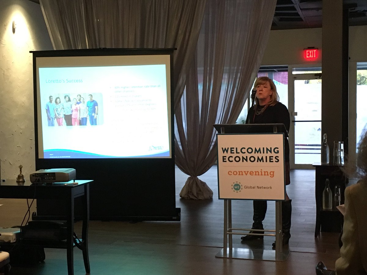 WENetworkGlobal's tweet image. Julie Sheedy of Loretta #Weconvening @ignitetalks innovation: partnershp w/ @CenterStateCEO #WorkTrain to provide “not just a job, a career”