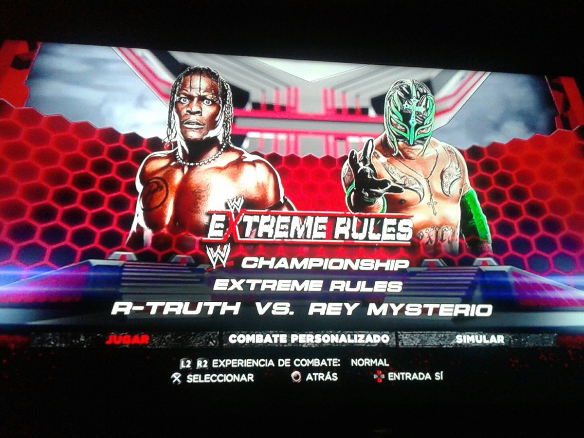 Salrez77's tweet photo. #Ready #PS3 #6Match @RonKillings (C) vs @reymysterio #ExtremeRulesMatch #WWEChampionship #MainEventRaw #ExtremeRules https://t.co/MzLOhgAnWn