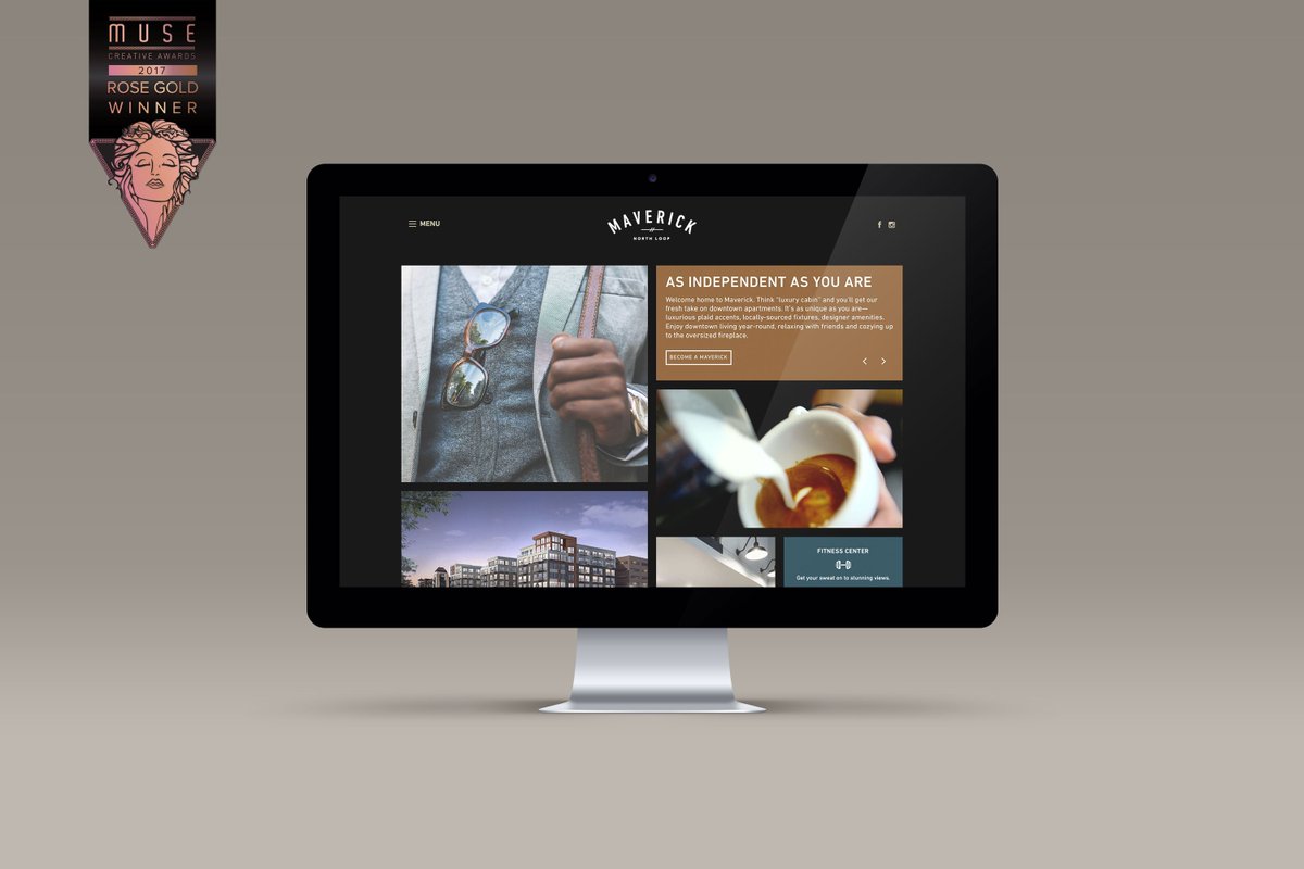 upshiftcreative's tweet photo. Our custom #webdesign for Maverick Apartments won Rose Gold in the Muse Creative Awards & won in the dotCOMM Awards! #teamupshift https://t.co/5etFlzyxRl