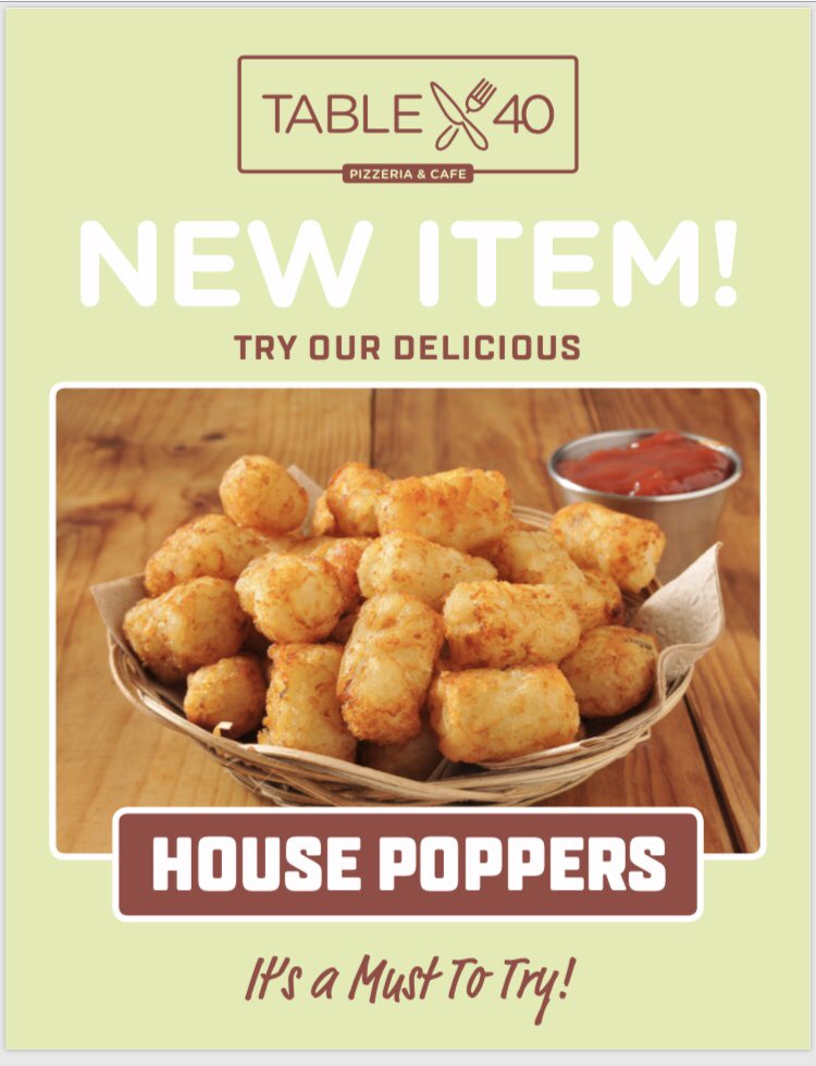 Table40Cafe's tweet photo. New Item! 
IA Most To Try Our New House Poppers, With Our Signature Home Dressing, Simply Delicious! https://t.co/EEyLRo3CyH