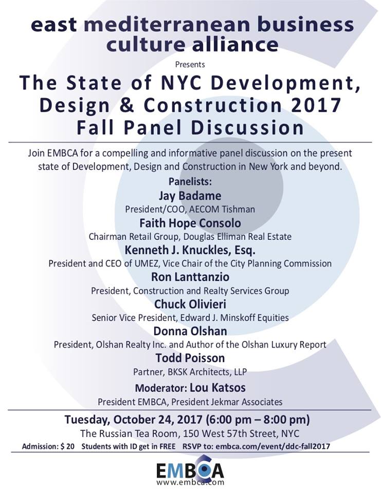 FaithHConsolo's tweet photo. Not to be missed! Please join @FaithHConsolo @RussianTeaRoom tomorrow evening for the Fall 2017 #EMBCA Panel discussion. https://t.co/mKNN7zyWZJ